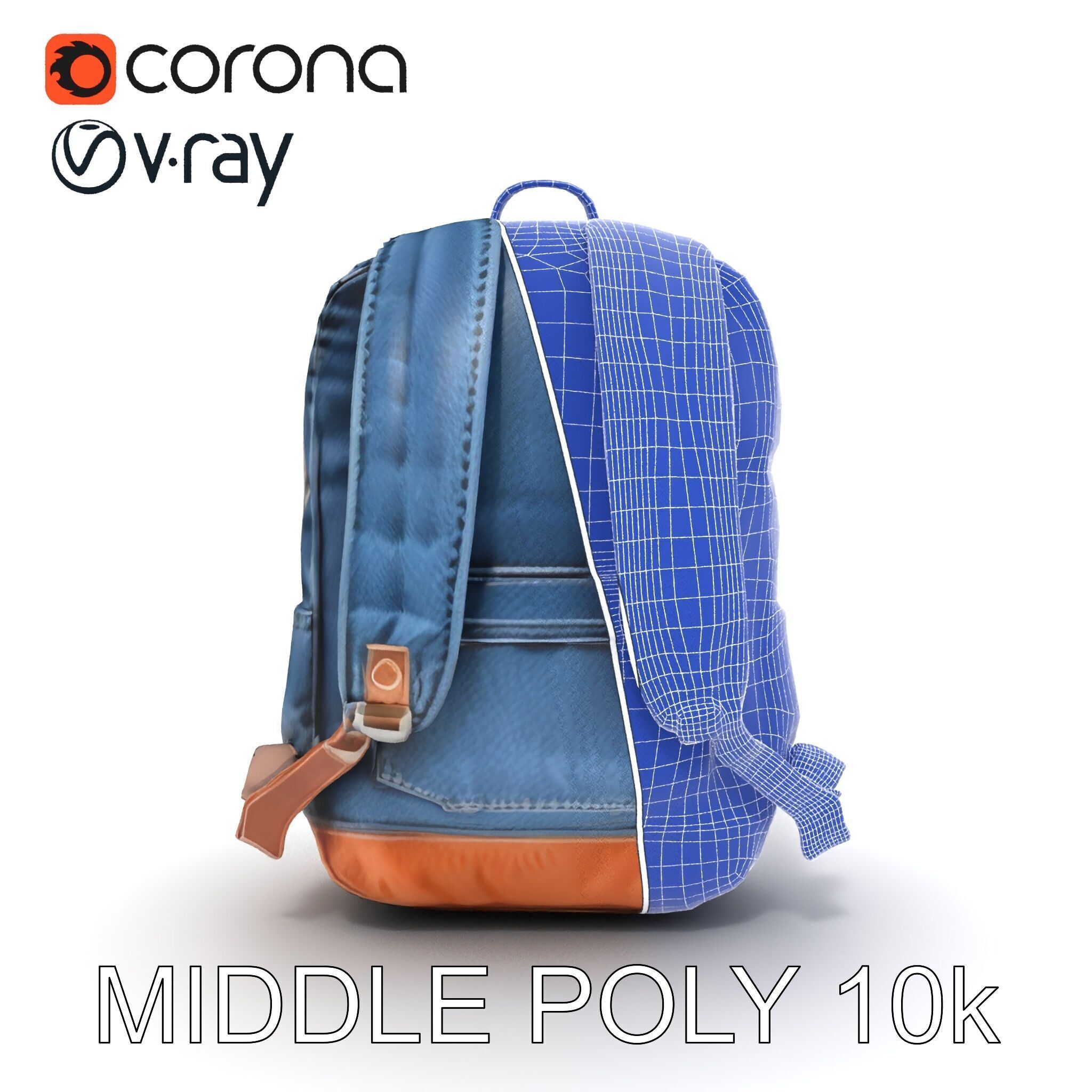 Denim Backpack D Model Pack Low-poly 3D model_18