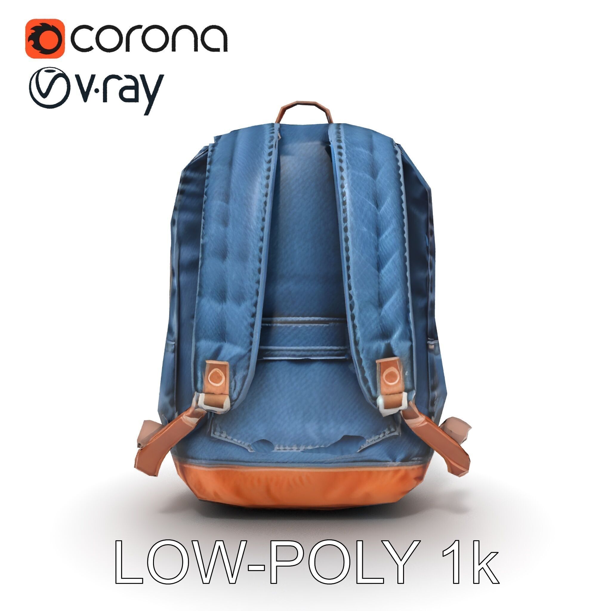 Denim Backpack D Model Pack Low-poly 3D model_9