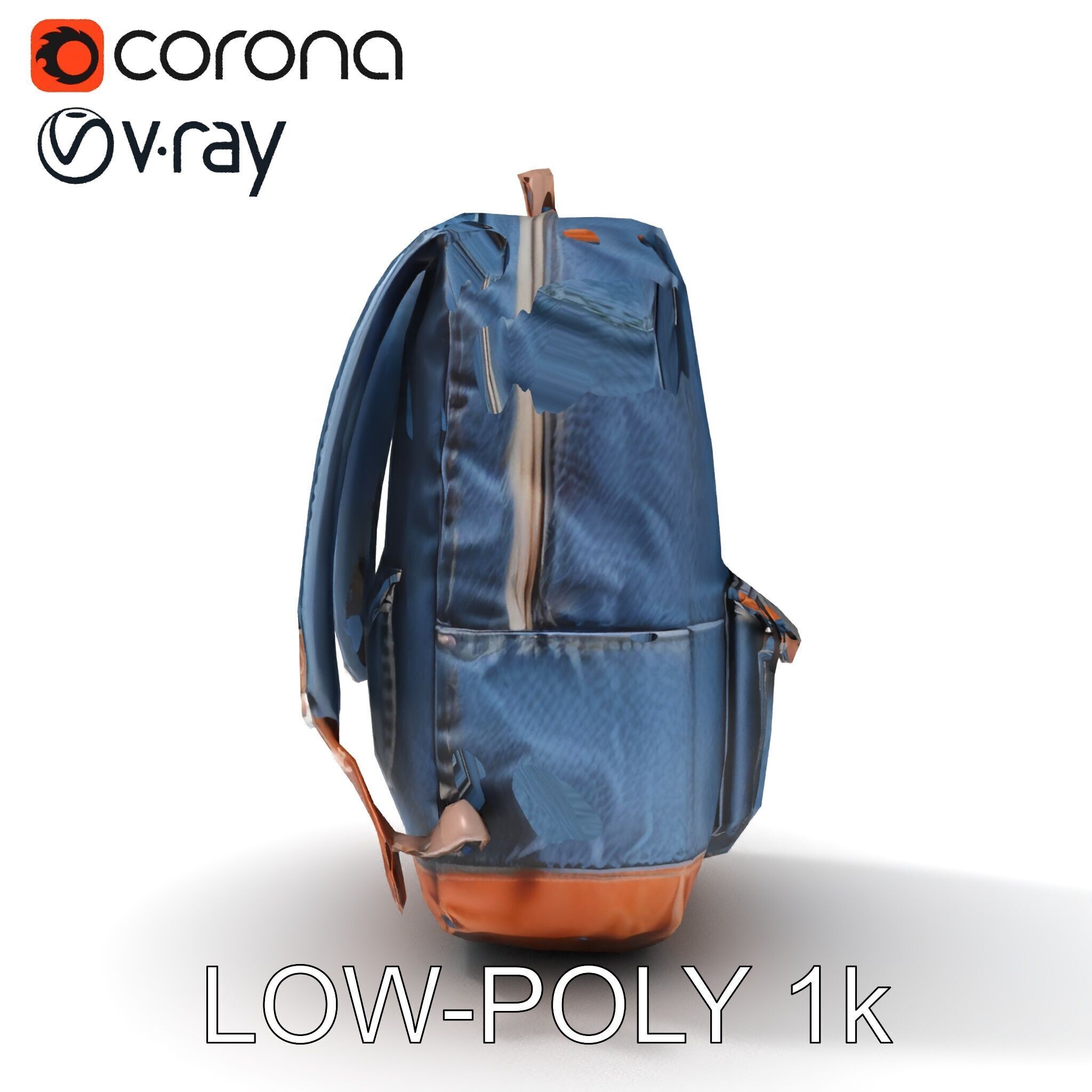Denim Backpack D Model Pack Low-poly 3D model_22