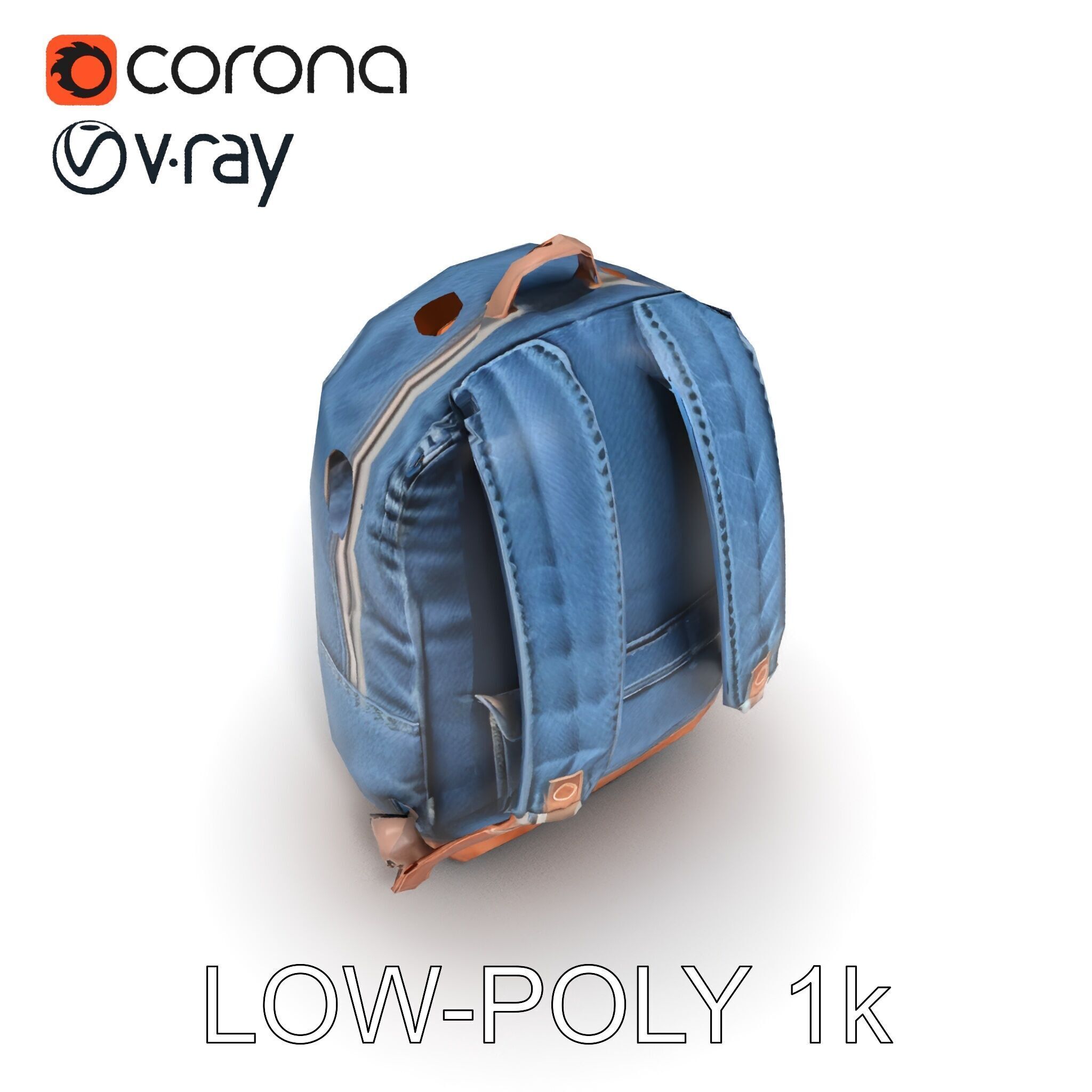 Denim Backpack D Model Pack Low-poly 3D model_19