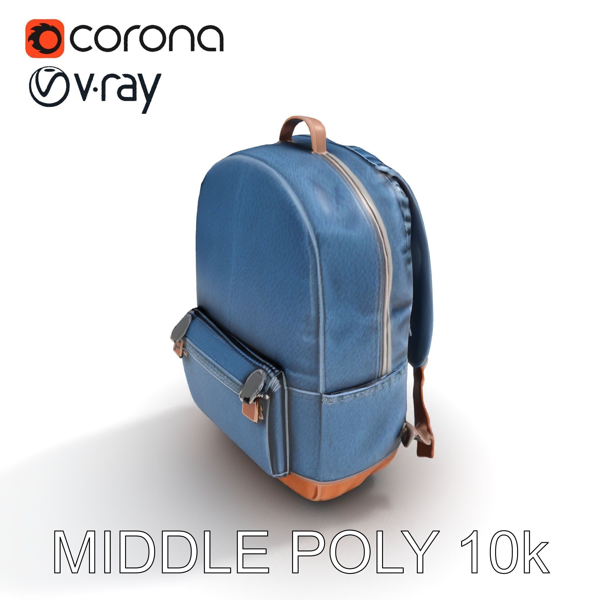 Denim Backpack D Model Pack Low-poly 3D model_15