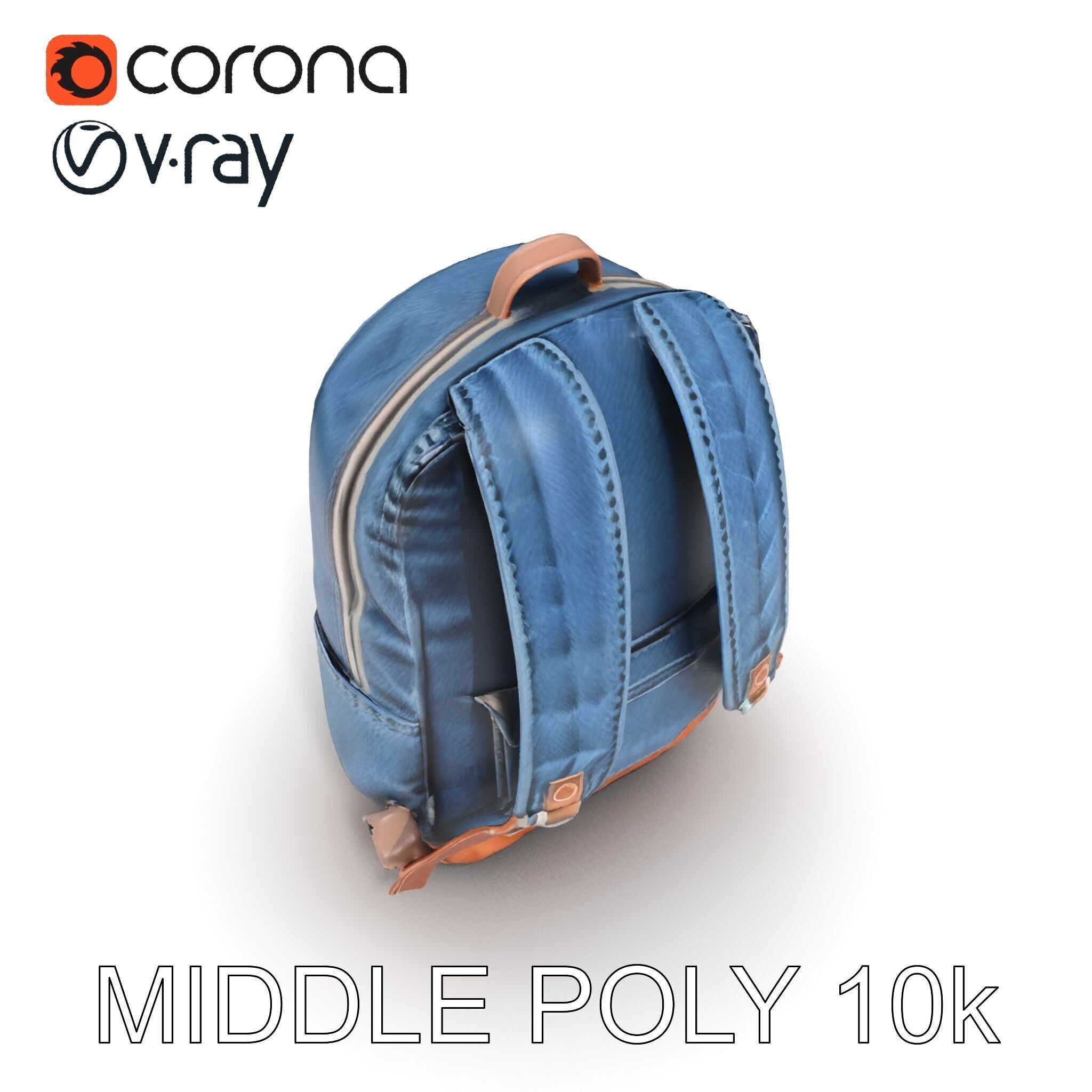 Denim Backpack D Model Pack Low-poly 3D model_29