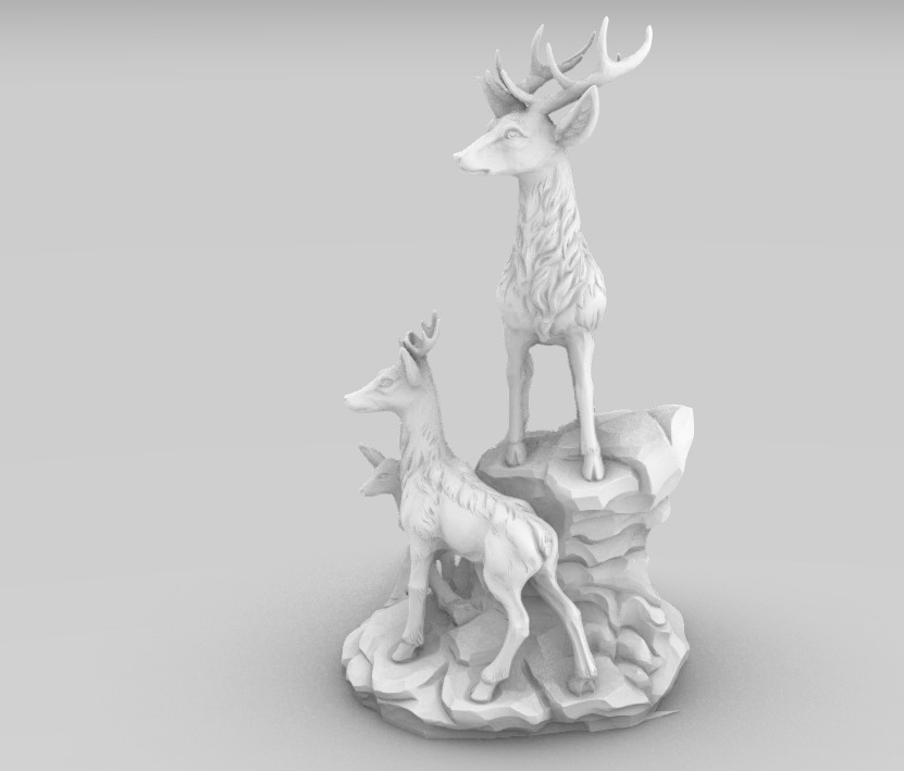 Deer Family 3D Model  Artistic Sculpture  3D print model_3