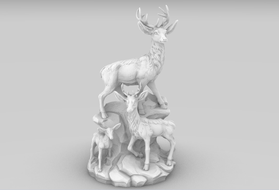 Deer Family 3D Model  Artistic Sculpture  3D print model_5