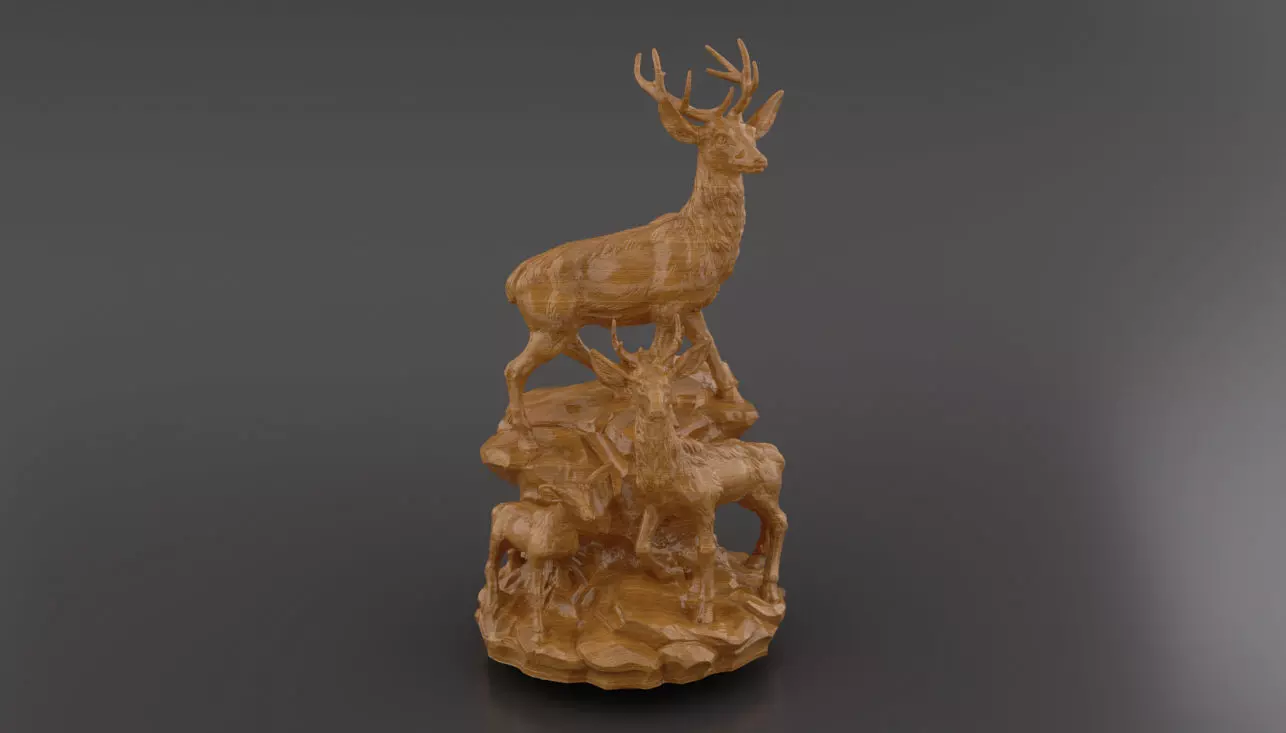 Deer Family 3D Model  Artistic Sculpture  3D print model_0