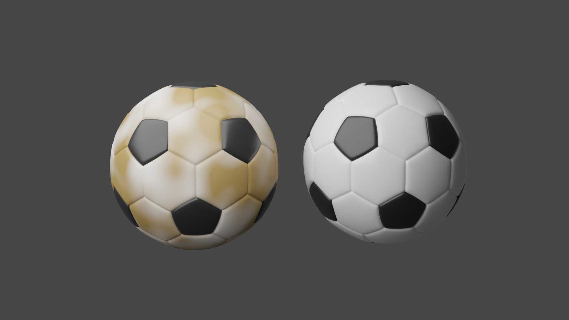 Blender Football Scene with Clean Dirty Balls and Grass Types Low-poly 3D model_7