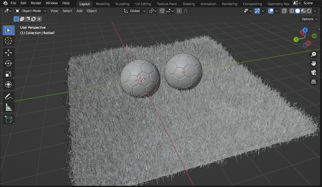Blender Football Scene with Clean Dirty Balls and Grass Types Low-poly 3D model_8