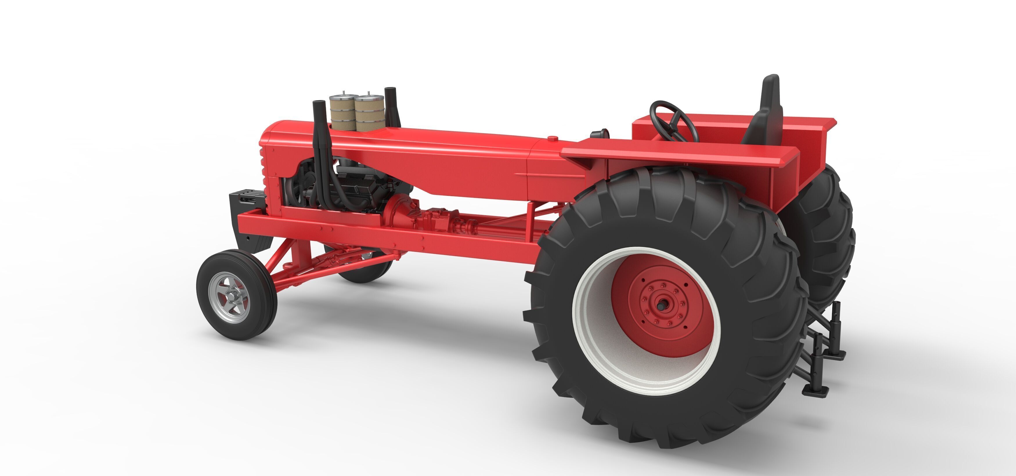 Vintage Small block Pulling tractor Scale 1 to 25 3D print model_12