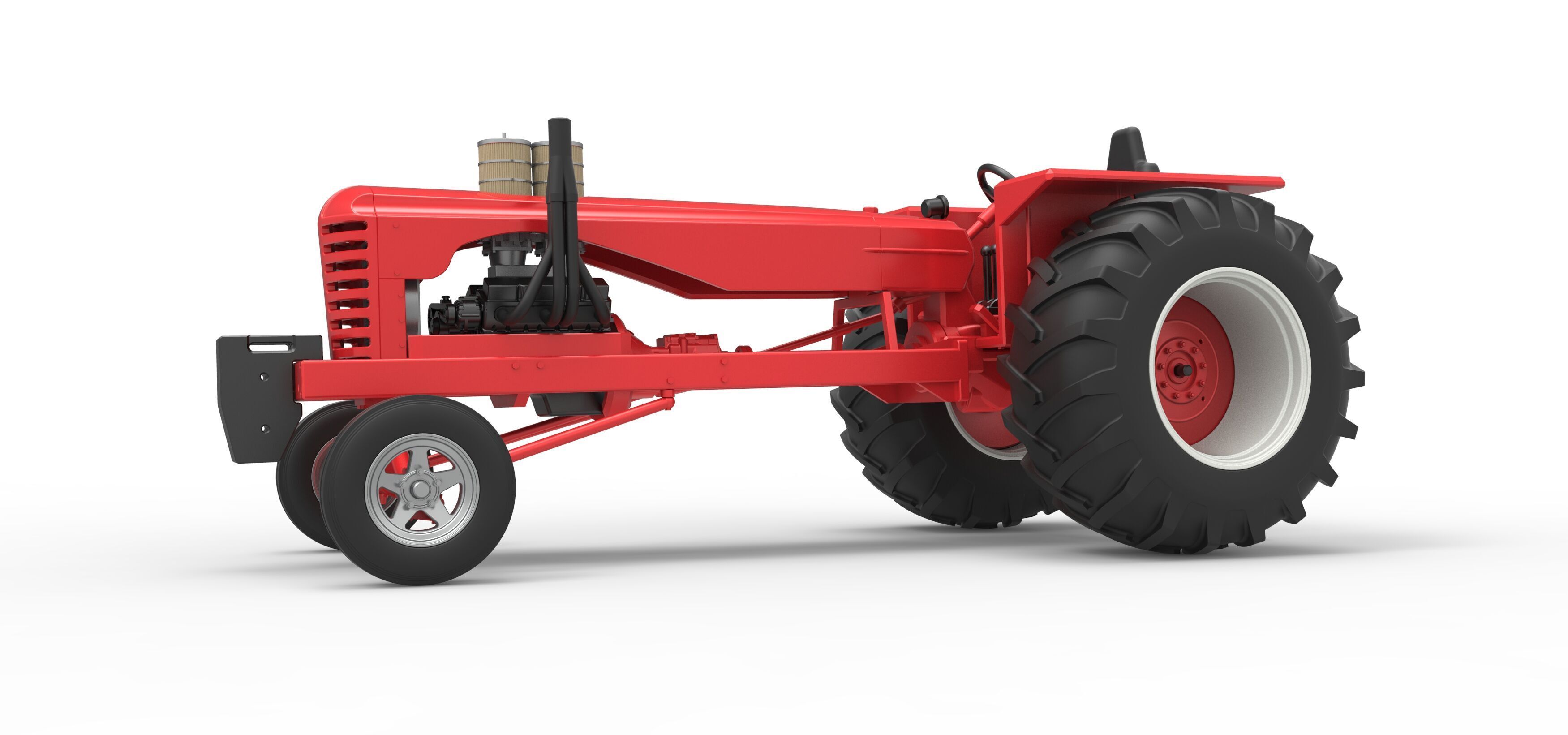 Vintage Small block Pulling tractor Scale 1 to 25 3D print model_2