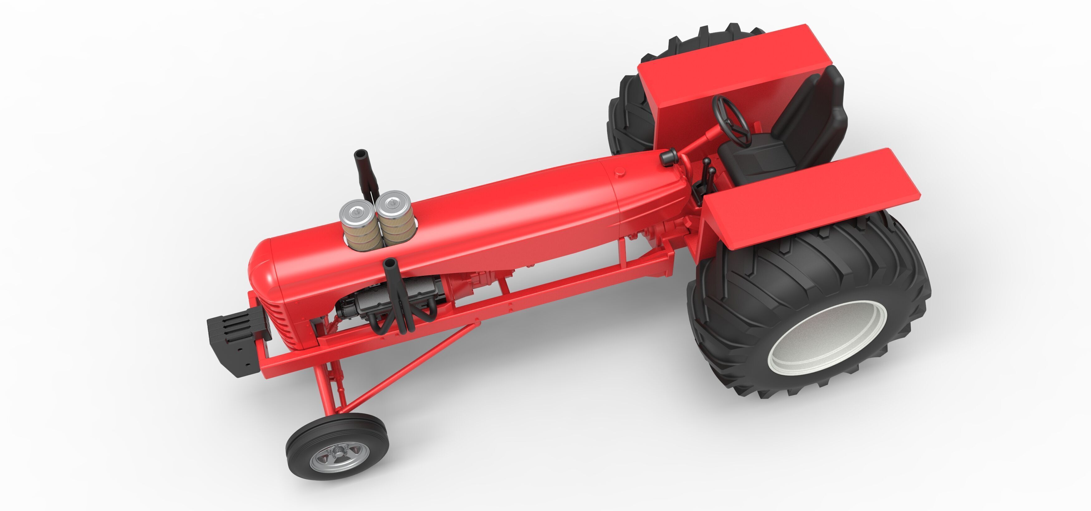 Vintage Small block Pulling tractor Scale 1 to 25 3D print model_4