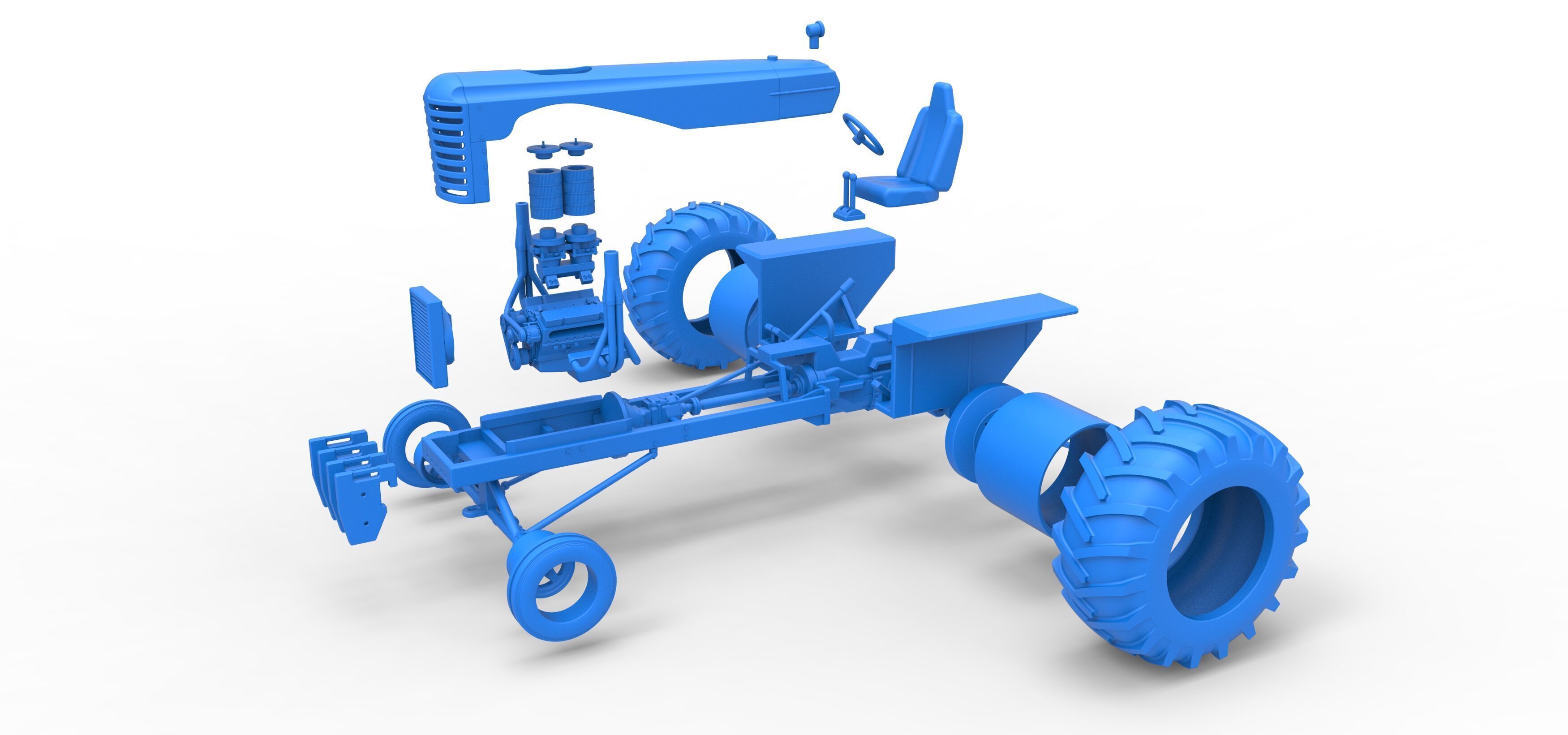 Vintage Small block Pulling tractor Scale 1 to 25 3D print model_48