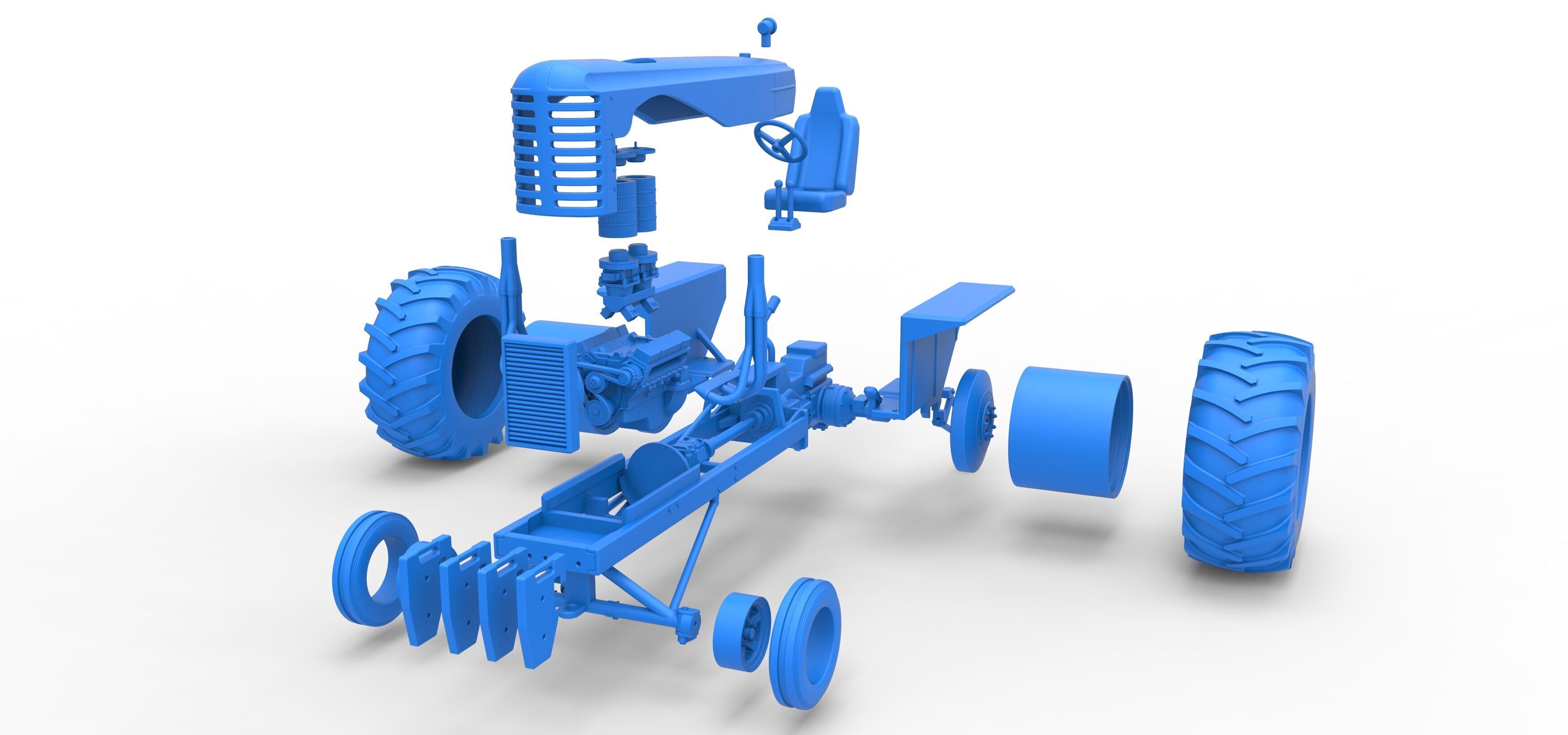 Vintage Small block Pulling tractor Scale 1 to 25 3D print model_51