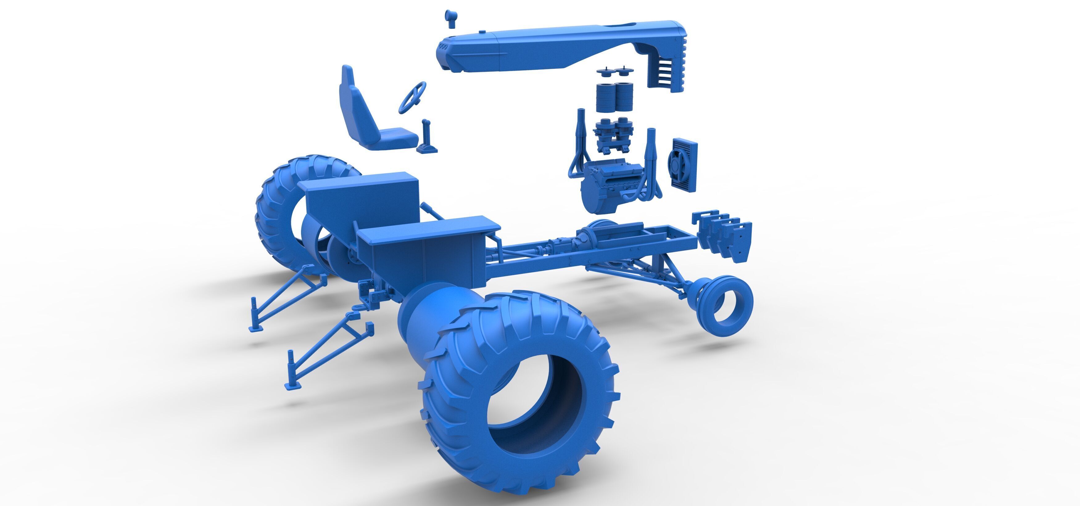 Vintage Small block Pulling tractor Scale 1 to 25 3D print model_56