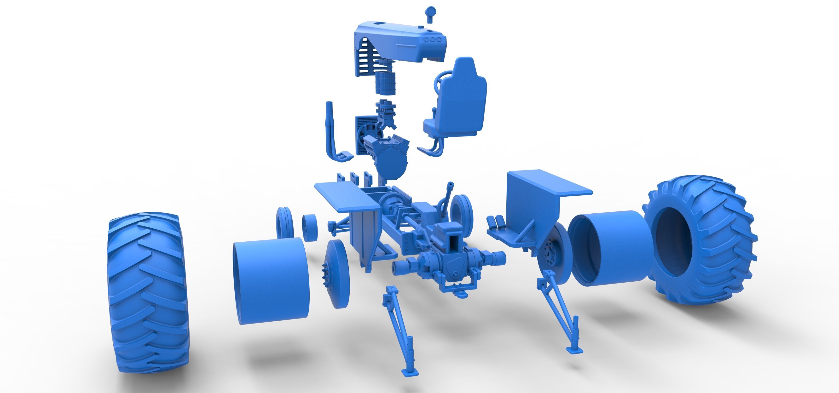 Vintage Small block Pulling tractor Scale 1 to 25 3D print model_55