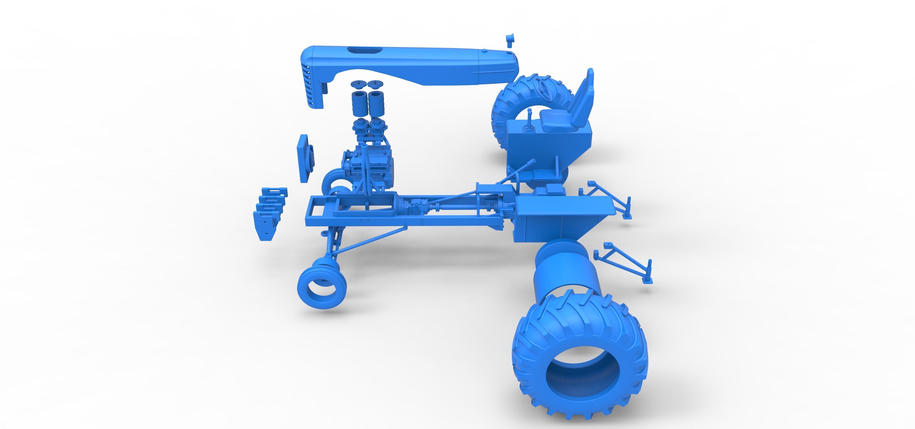 Vintage Small block Pulling tractor Scale 1 to 25 3D print model_53