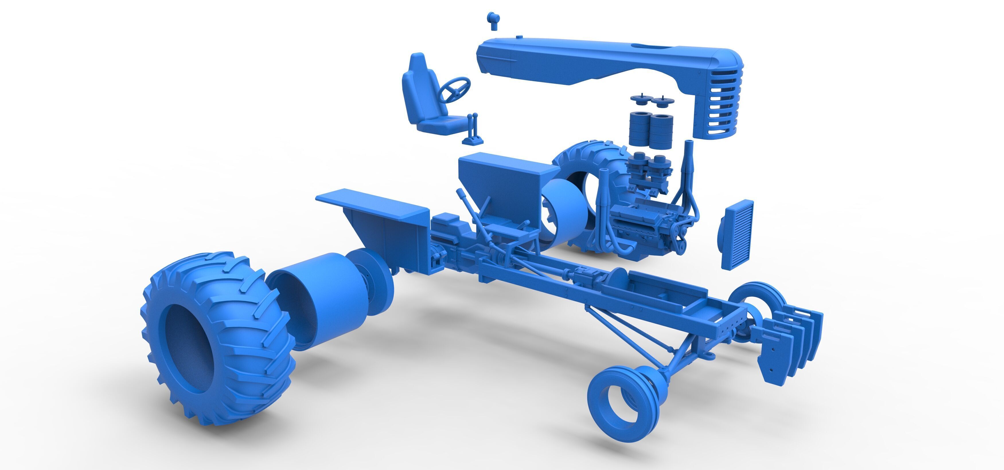 Vintage Small block Pulling tractor Scale 1 to 25 3D print model_57