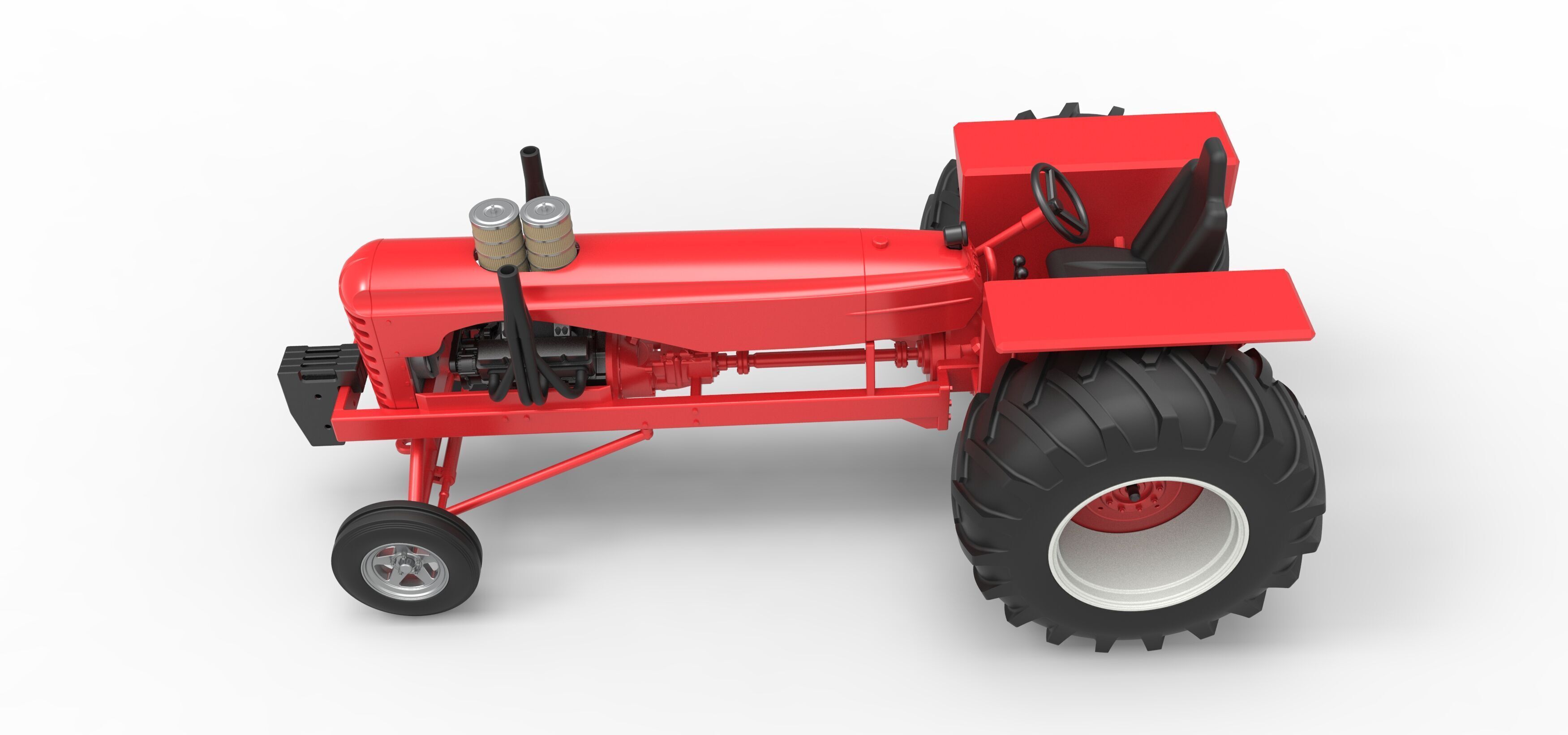 Vintage Small block Pulling tractor Scale 1 to 25 3D print model_10