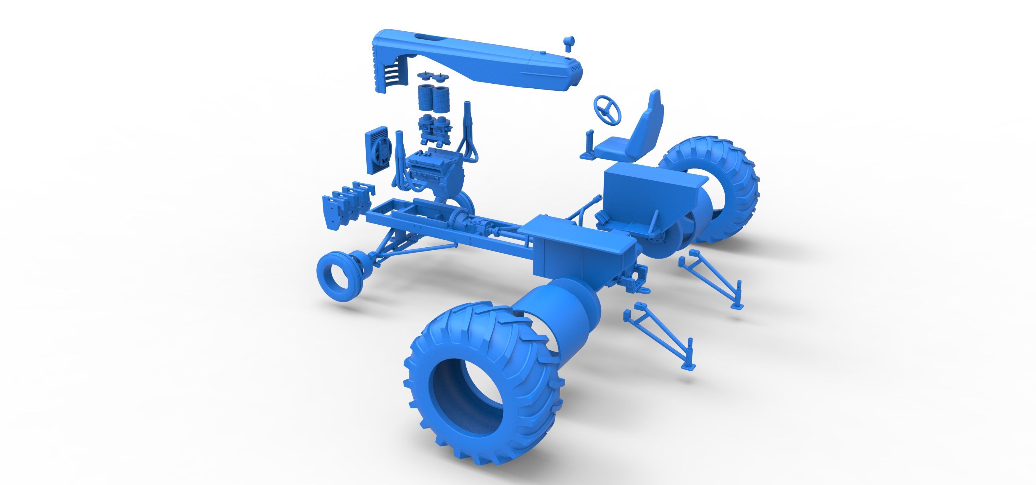 Vintage Small block Pulling tractor Scale 1 to 25 3D print model_54