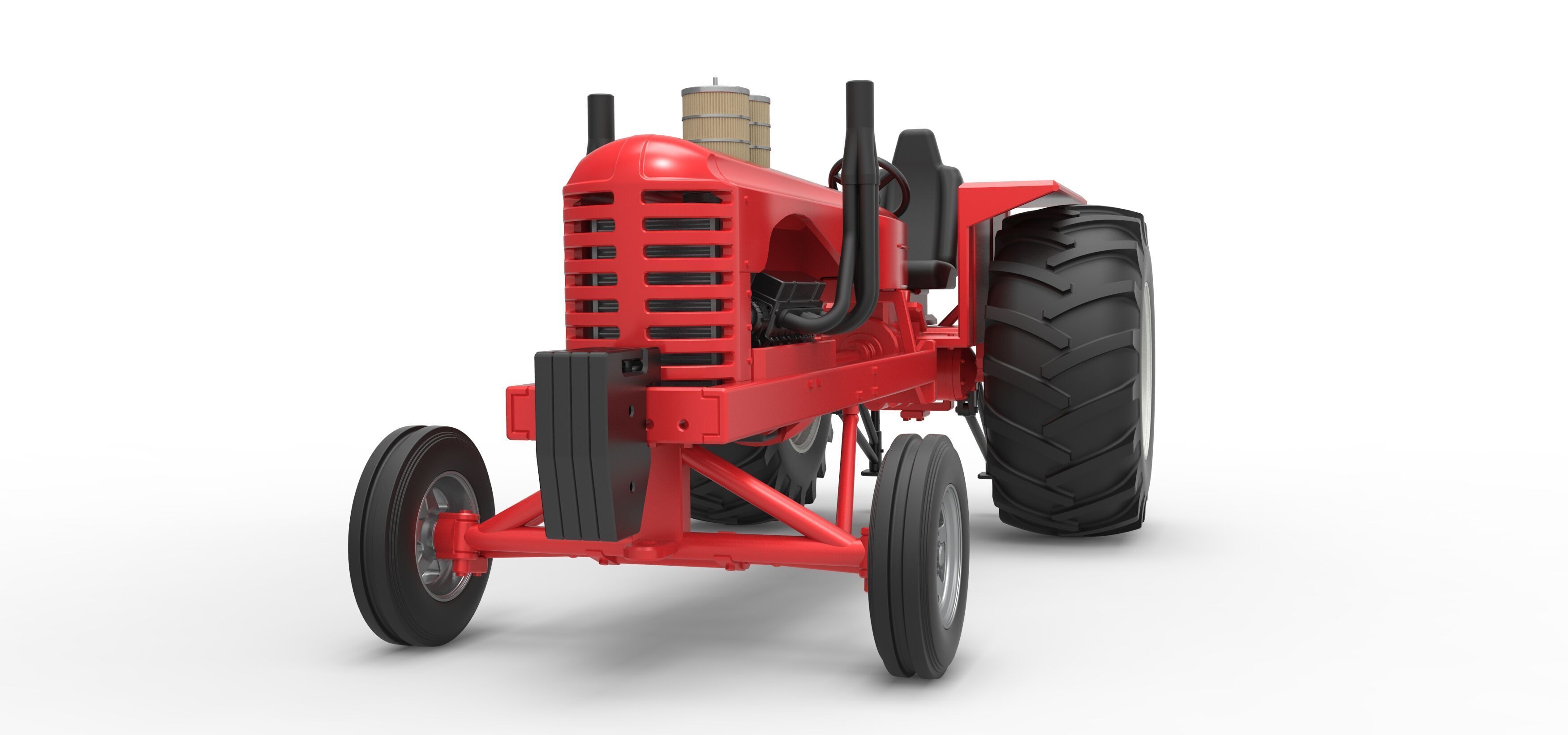 Vintage Small block Pulling tractor Scale 1 to 25 3D print model_6