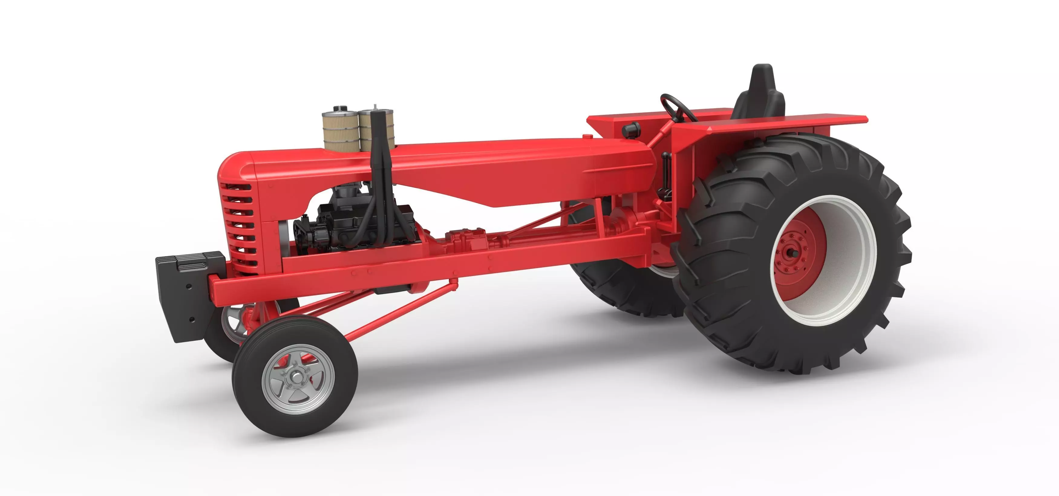 Vintage Small block Pulling tractor Scale 1 to 25 3D print model_0