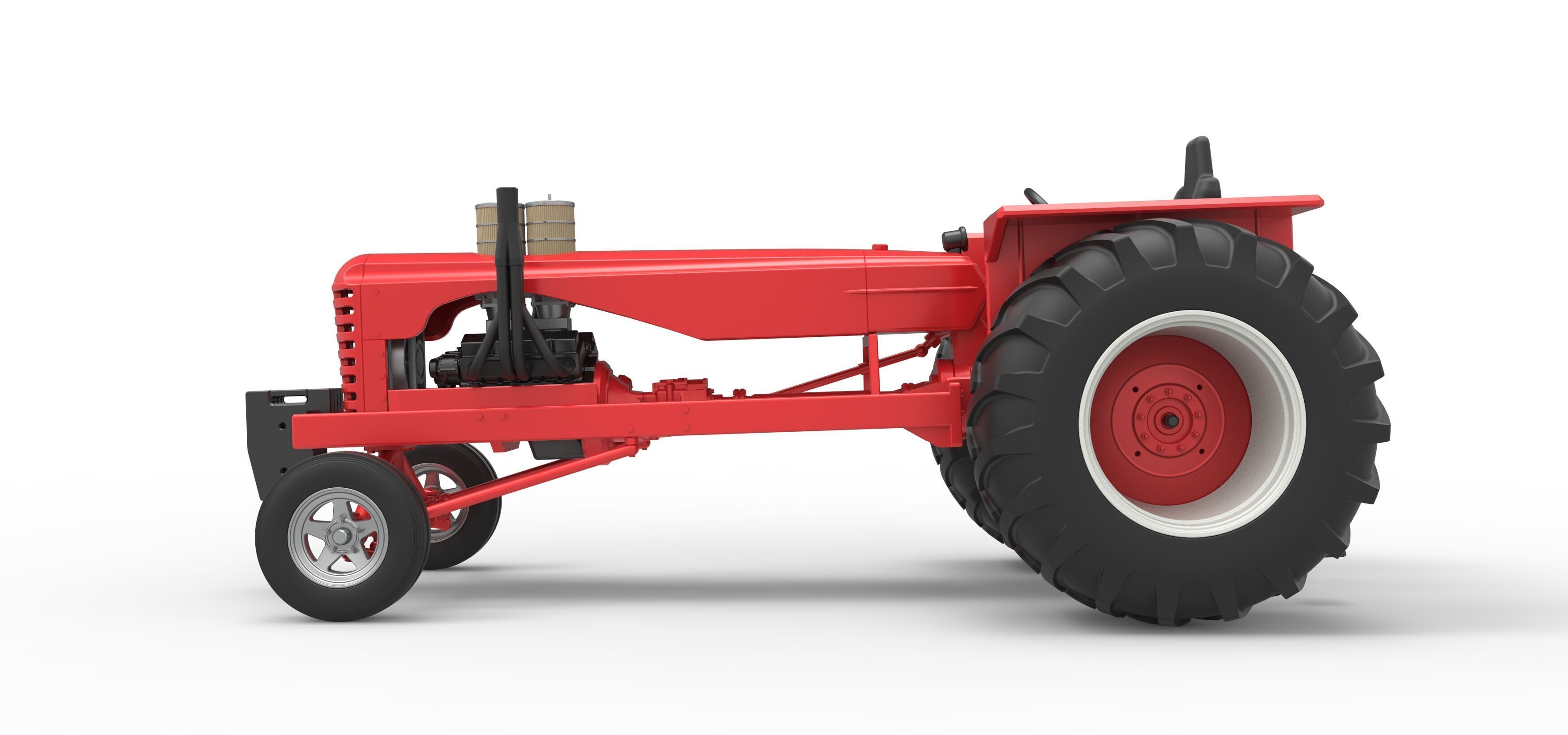 Vintage Small block Pulling tractor Scale 1 to 25 3D print model_9