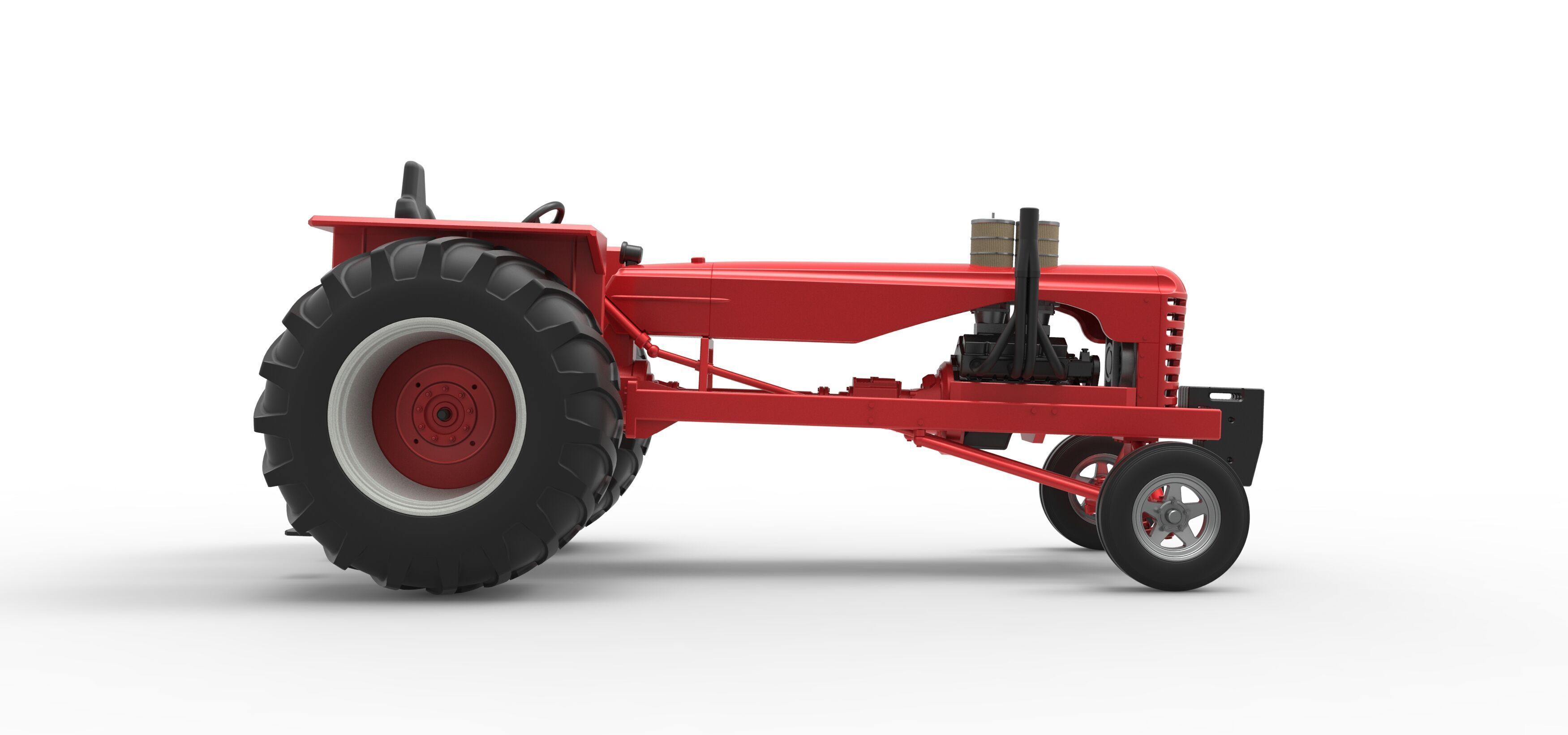 Vintage Small block Pulling tractor Scale 1 to 25 3D print model_20