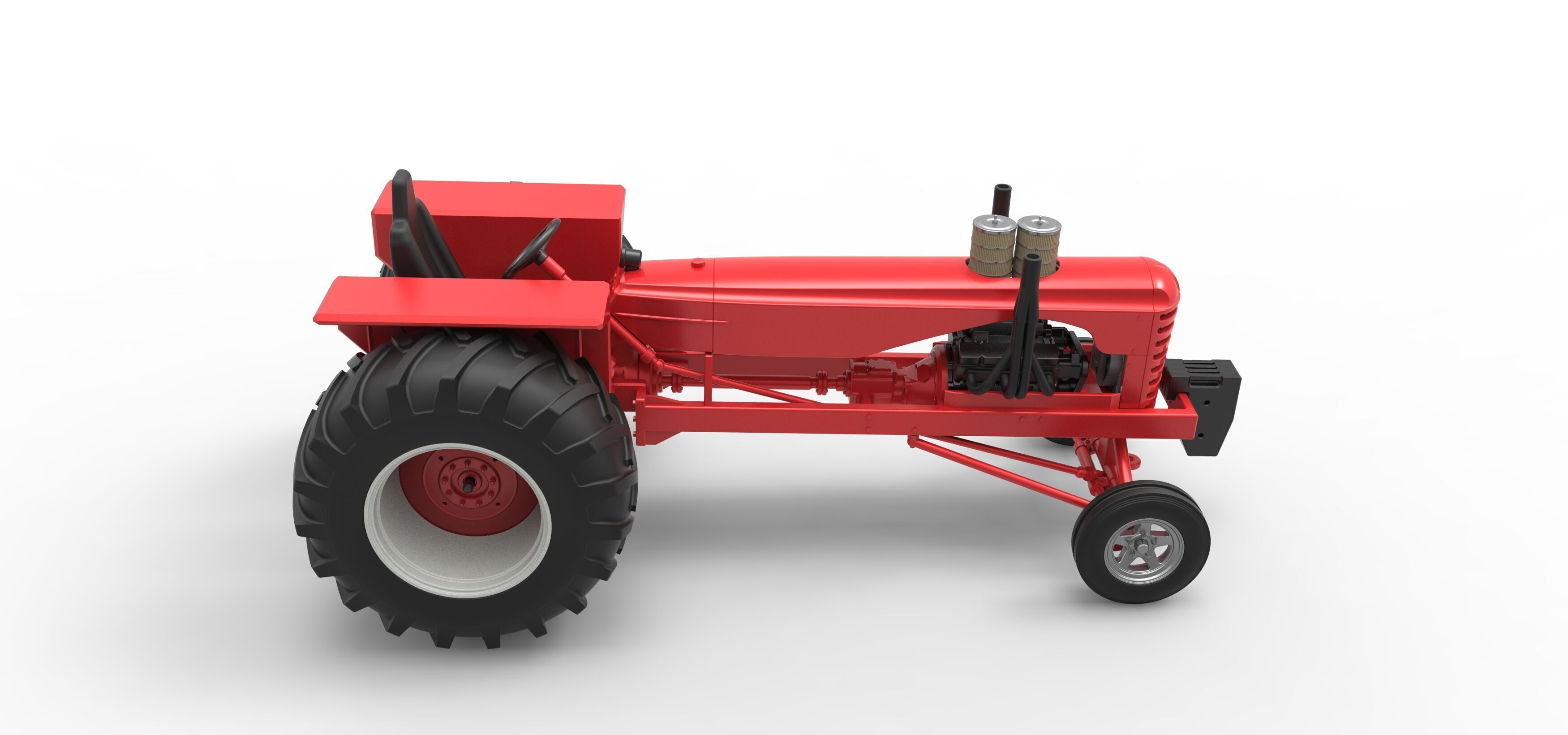 Vintage Small block Pulling tractor Scale 1 to 25 3D print model_21