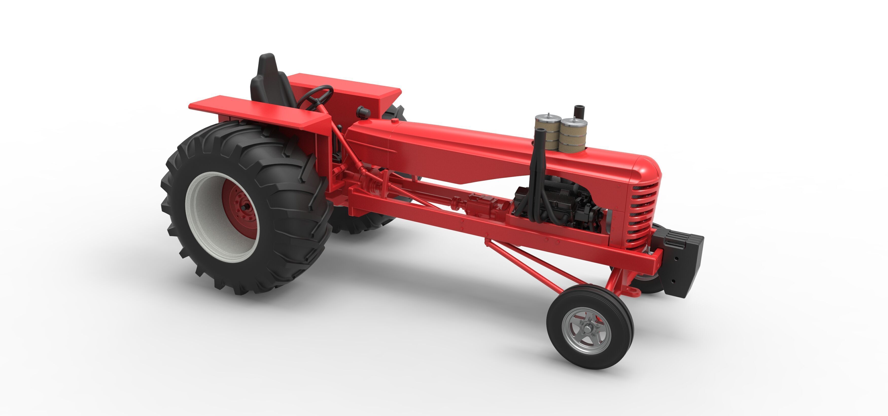 Vintage Small block Pulling tractor Scale 1 to 25 3D print model_22