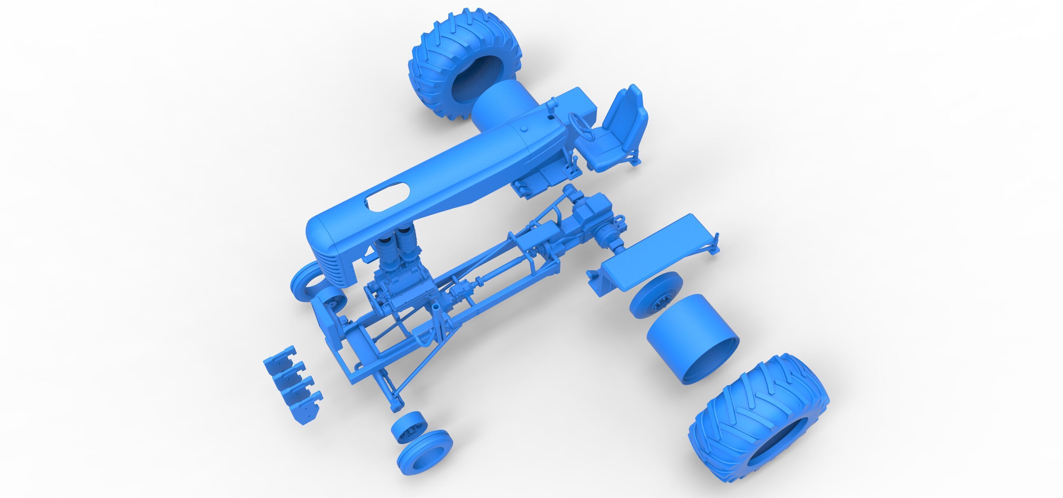 Vintage Small block Pulling tractor Scale 1 to 25 3D print model_50