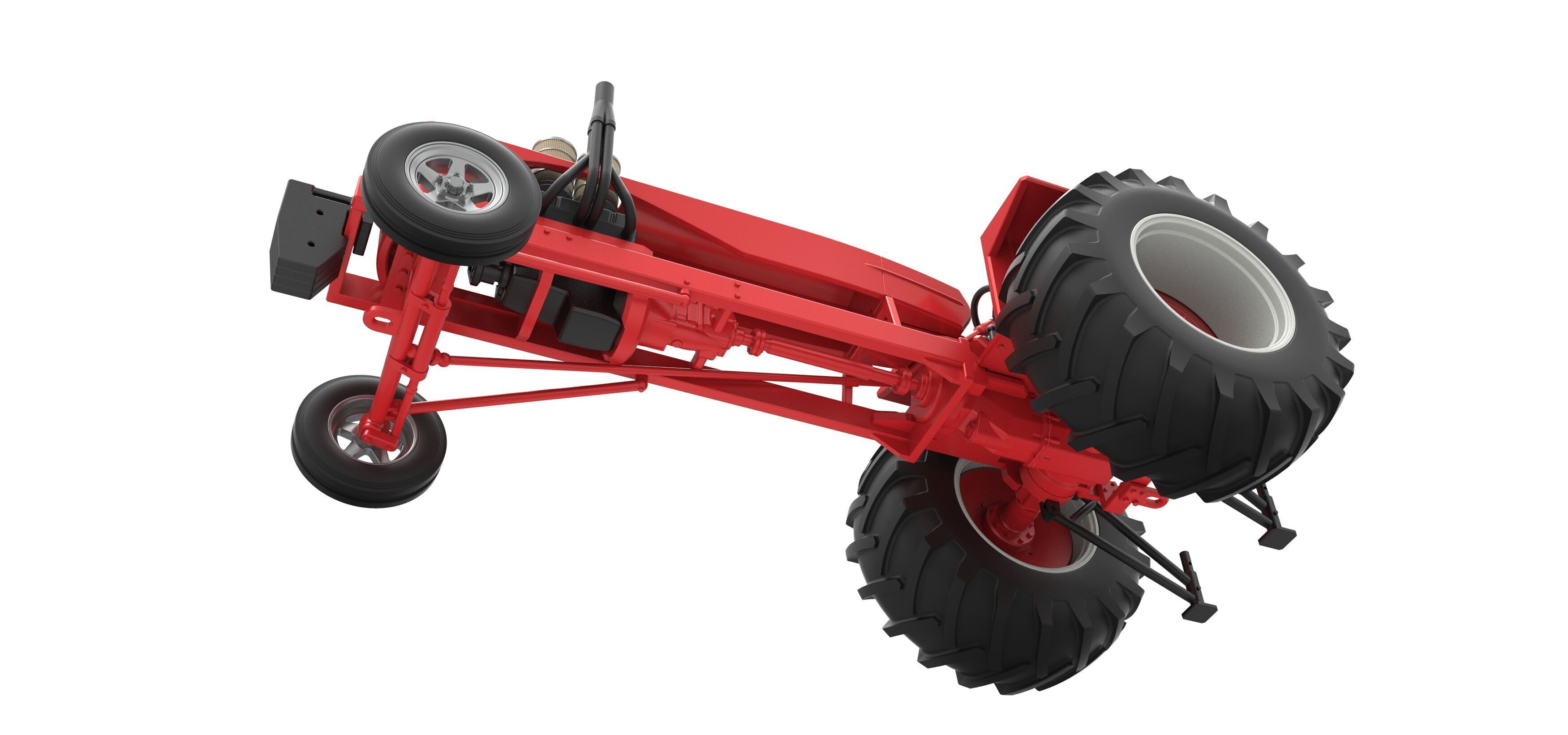 Vintage Small block Pulling tractor Scale 1 to 25 3D print model_3