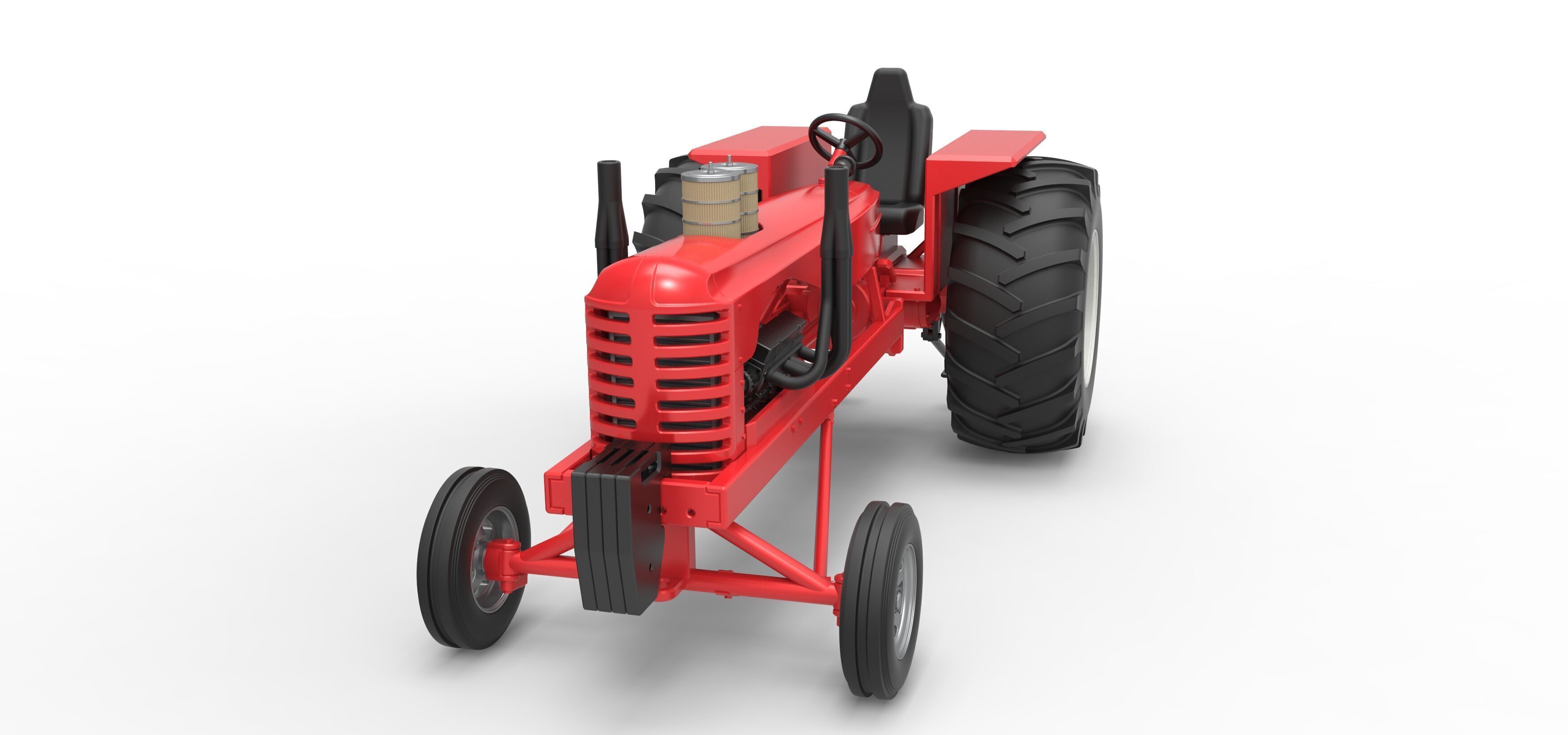 Vintage Small block Pulling tractor Scale 1 to 25 3D print model_5