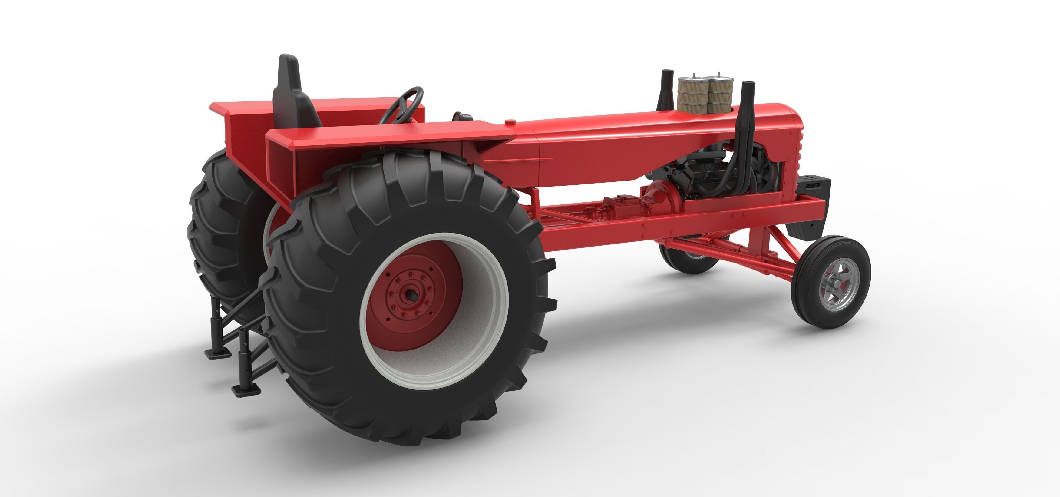 Vintage Small block Pulling tractor Scale 1 to 25 3D print model_19