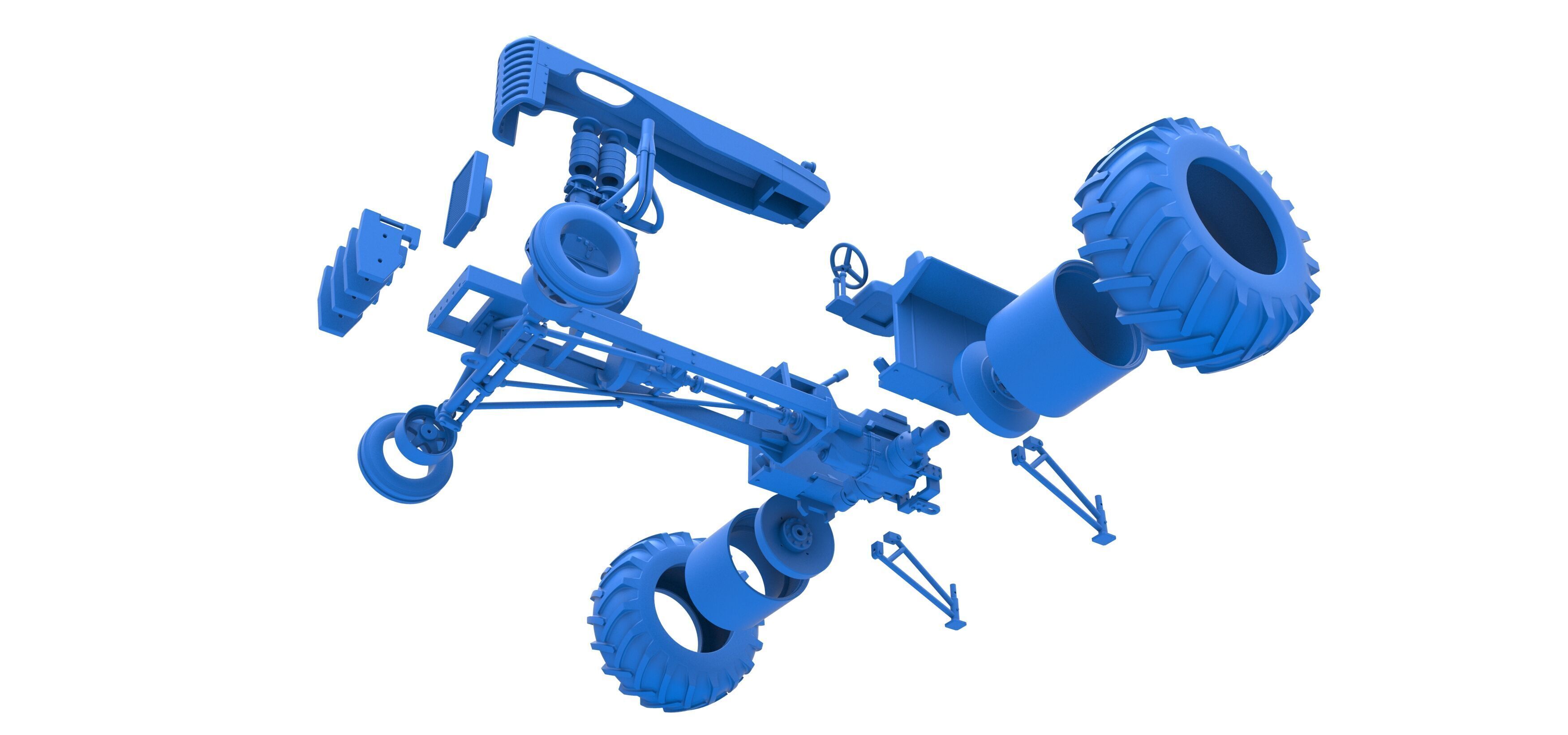 Vintage Small block Pulling tractor Scale 1 to 25 3D print model_49