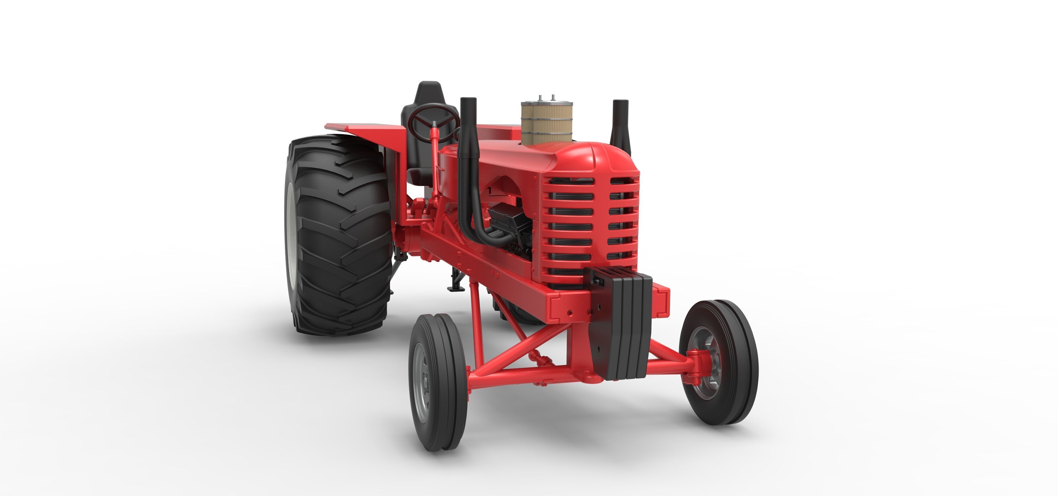 Vintage Small block Pulling tractor Scale 1 to 25 3D print model_23