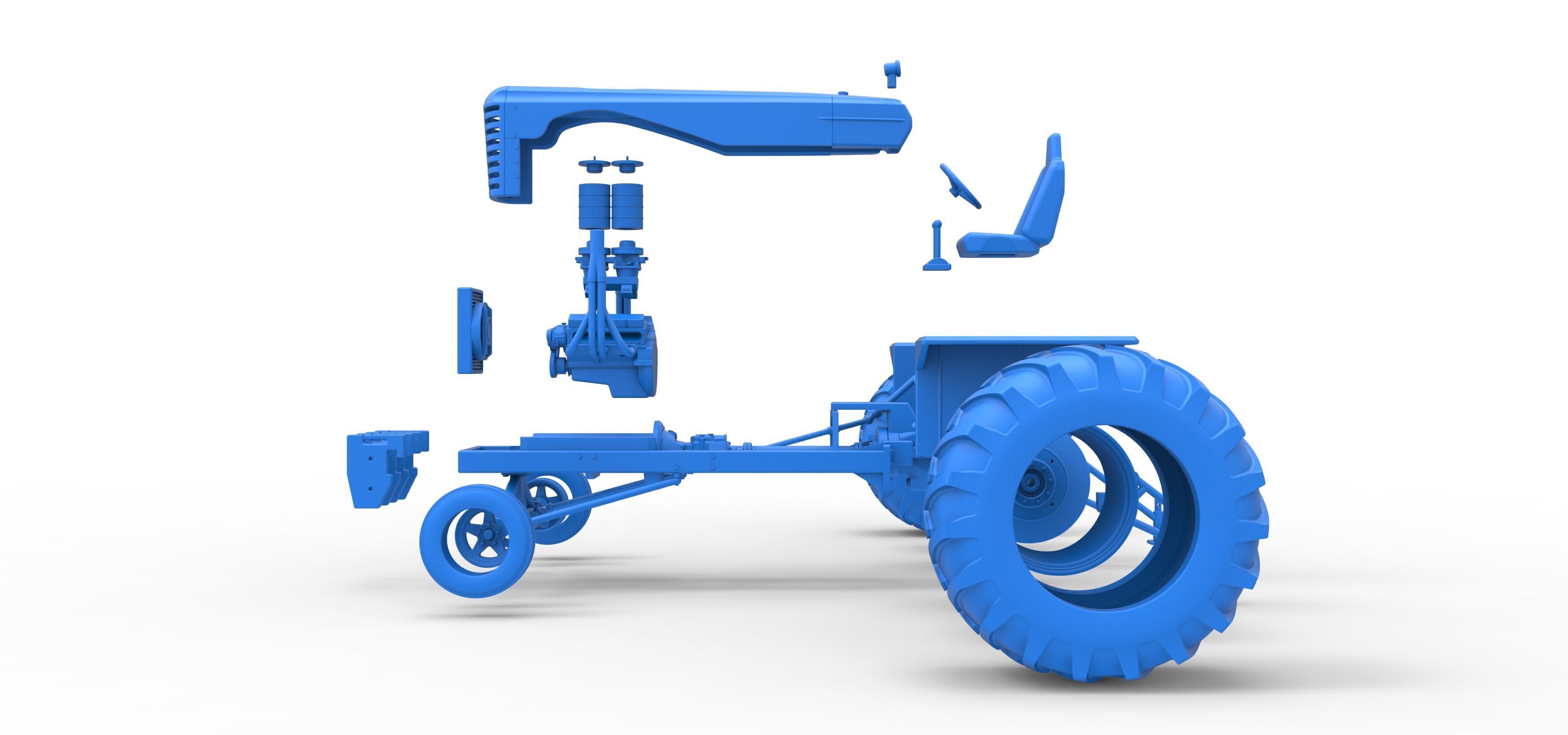 Vintage Small block Pulling tractor Scale 1 to 25 3D print model_52