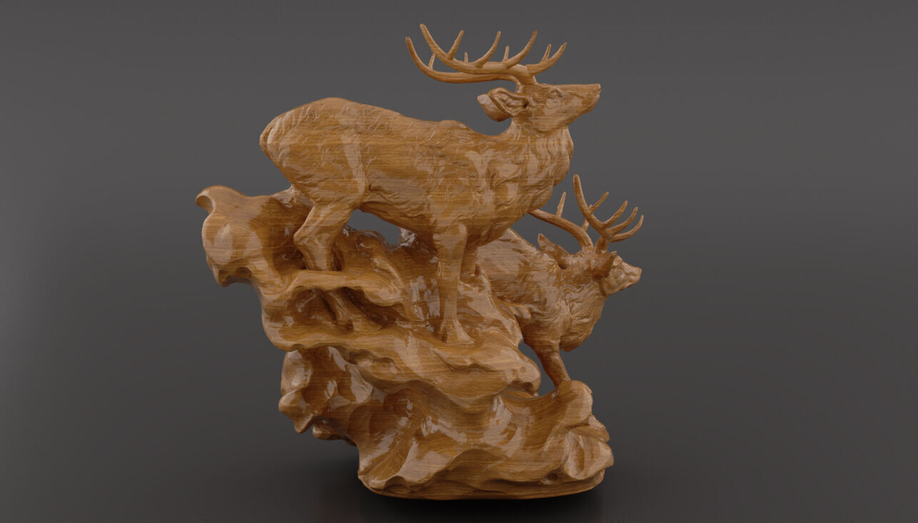 Deer Clock Stand  3D Printable  Sculpture with Clock Slot 3D print model_1