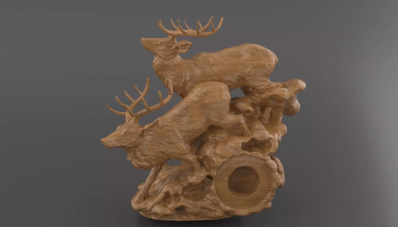 Deer Clock Stand  3D Printable  Sculpture with Clock Slot 3D print model_0