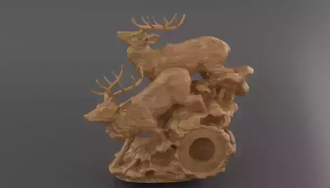 Deer Clock Stand  3D Printable  Sculpture with Clock Slot