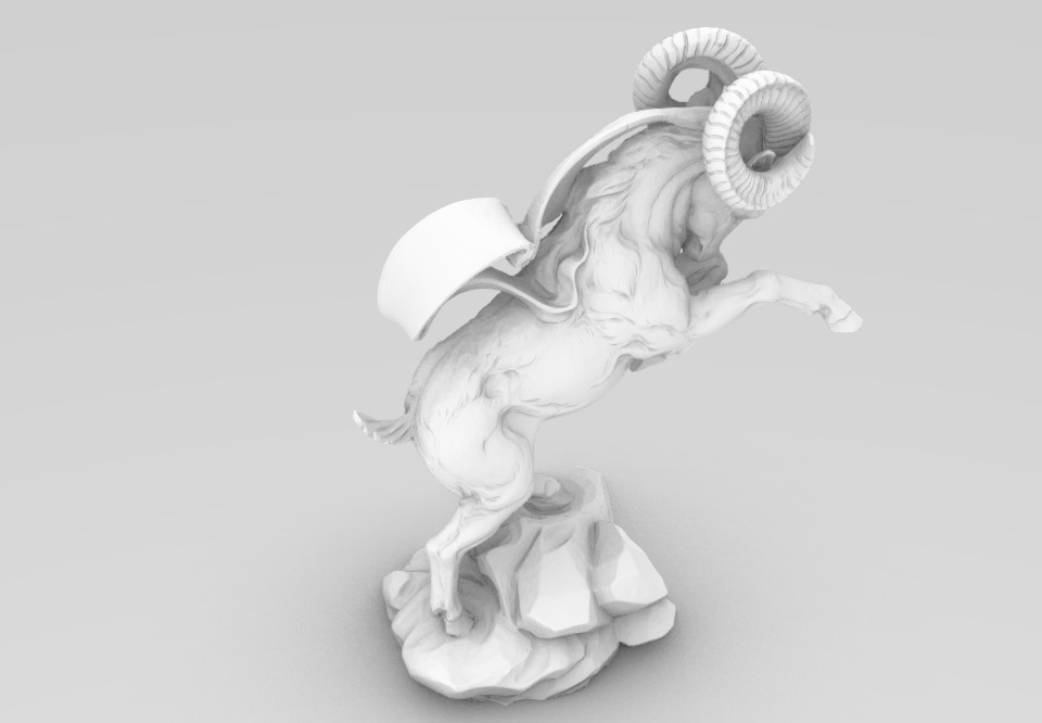 Mountain Goat Sculpture  3D Model for CNC Carving 3D Printing 3D print model_5