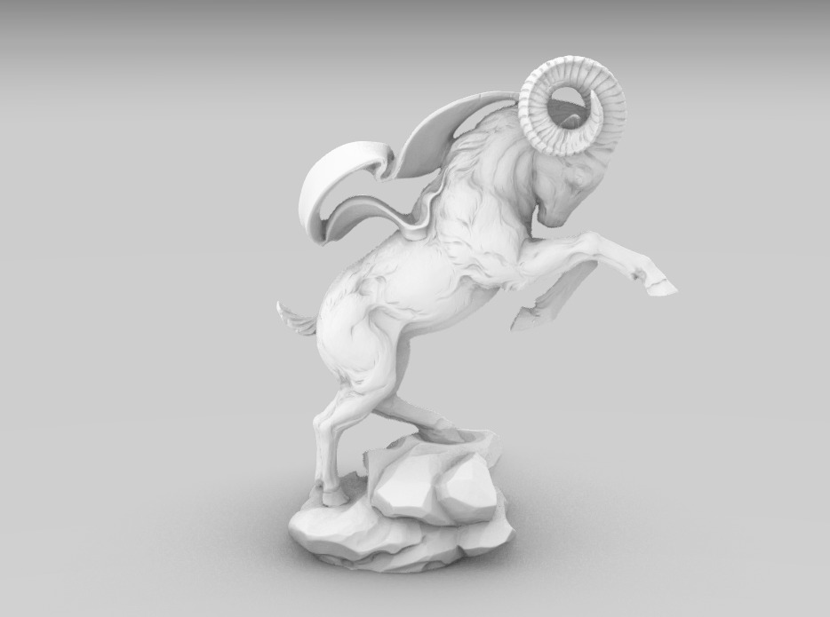 Mountain Goat Sculpture  3D Model for CNC Carving 3D Printing 3D print model_3