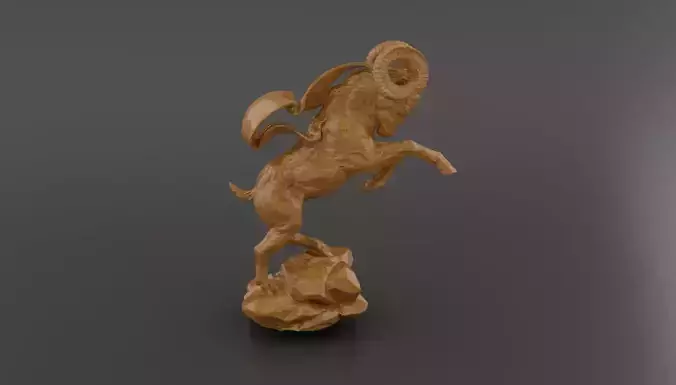 Mountain Goat Sculpture  3D Model for CNC Carving 3D Printing 3D print model