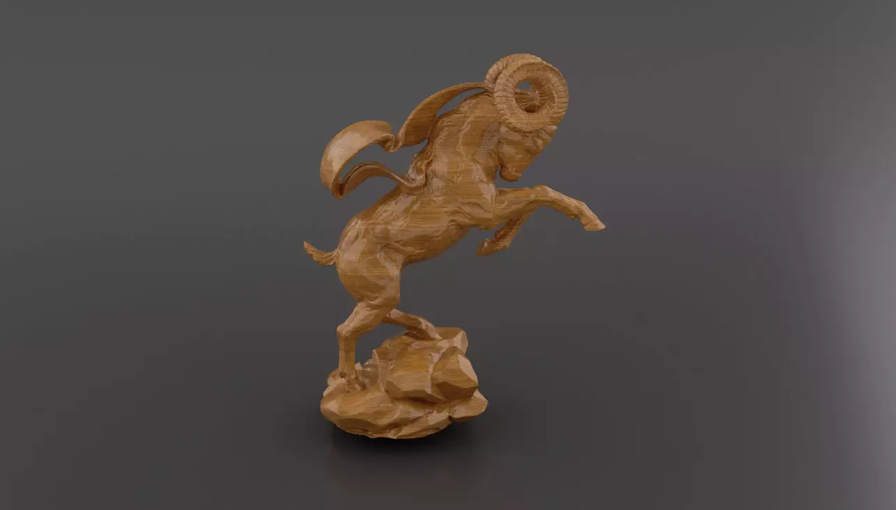 Mountain Goat Sculpture  3D Model for CNC Carving 3D Printing 3D print model_0