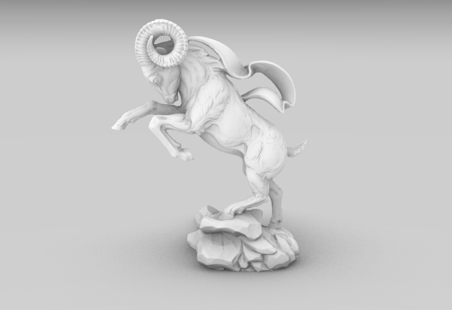 Mountain Goat Sculpture  3D Model for CNC Carving 3D Printing 3D print model_4