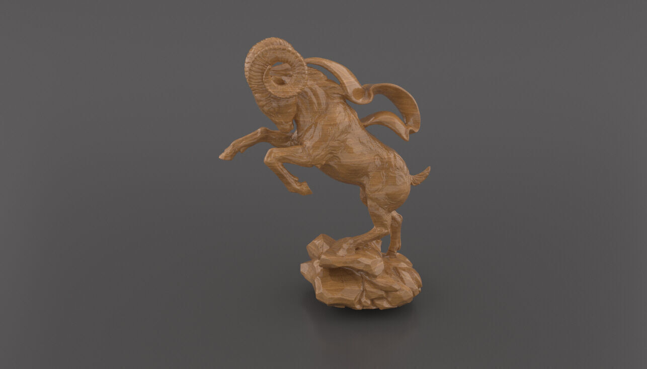 Mountain Goat Sculpture  3D Model for CNC Carving 3D Printing 3D print model_1