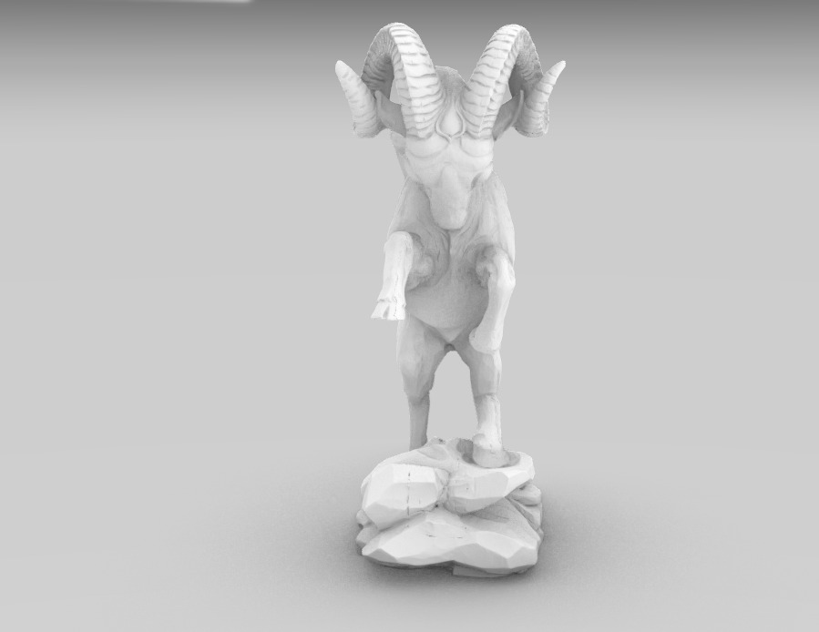Mountain Goat Sculpture  3D Model for CNC Carving 3D Printing 3D print model_6