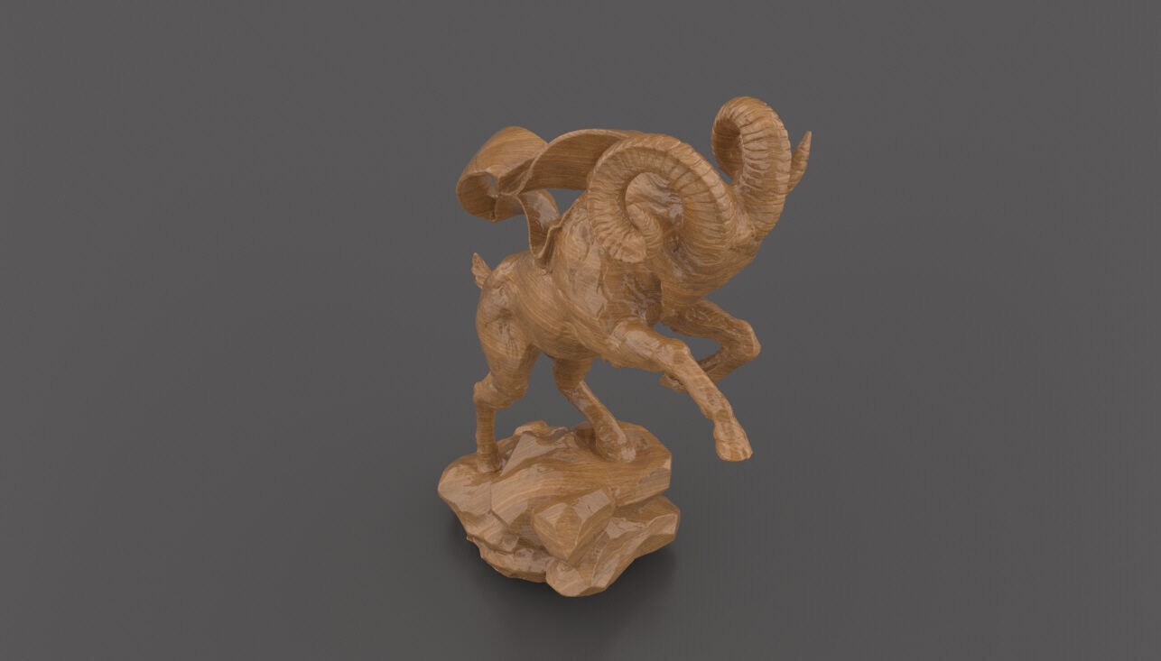 Mountain Goat Sculpture  3D Model for CNC Carving 3D Printing 3D print model_2