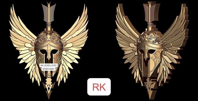 Spartan Wing Pendant And Ring 3D print model