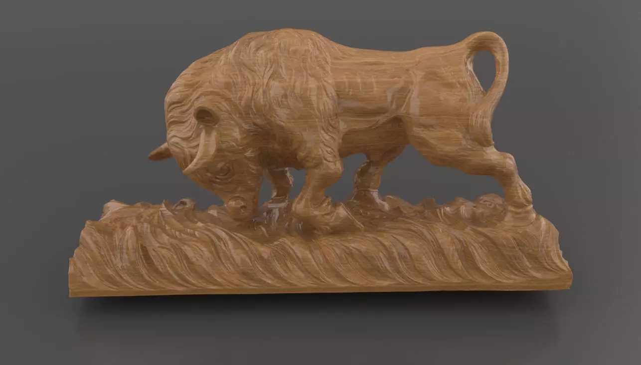 Charging Bull Sculpture 3D Model for CNC Milling or 3D Printing 3D print model
