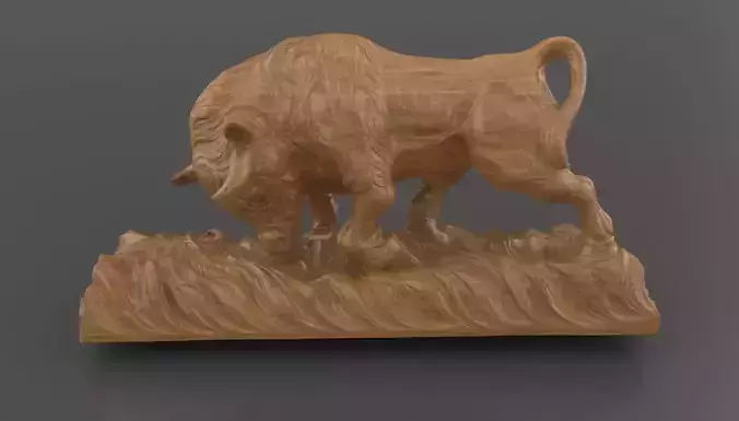 Charging Bull Sculpture 3D Model for CNC Milling or 3D Printing