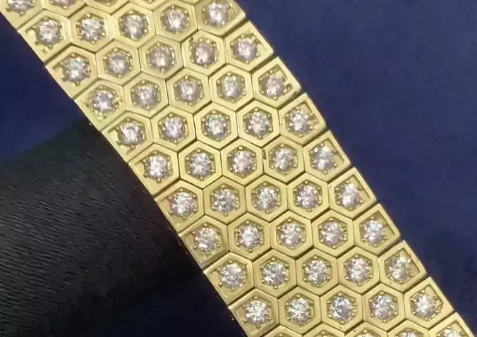  Luxury Hexagon Gold Bracelet with Diamonds 3D print model